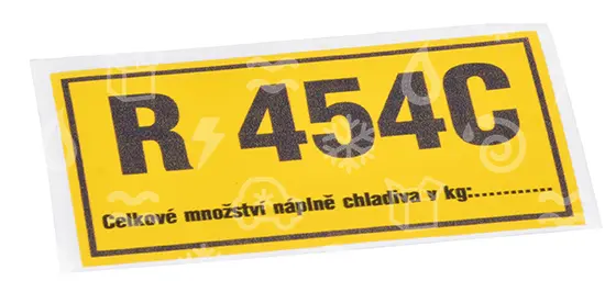 samolepa chladivo R 454C  /ŽLUTÁ/, 75x38 mm